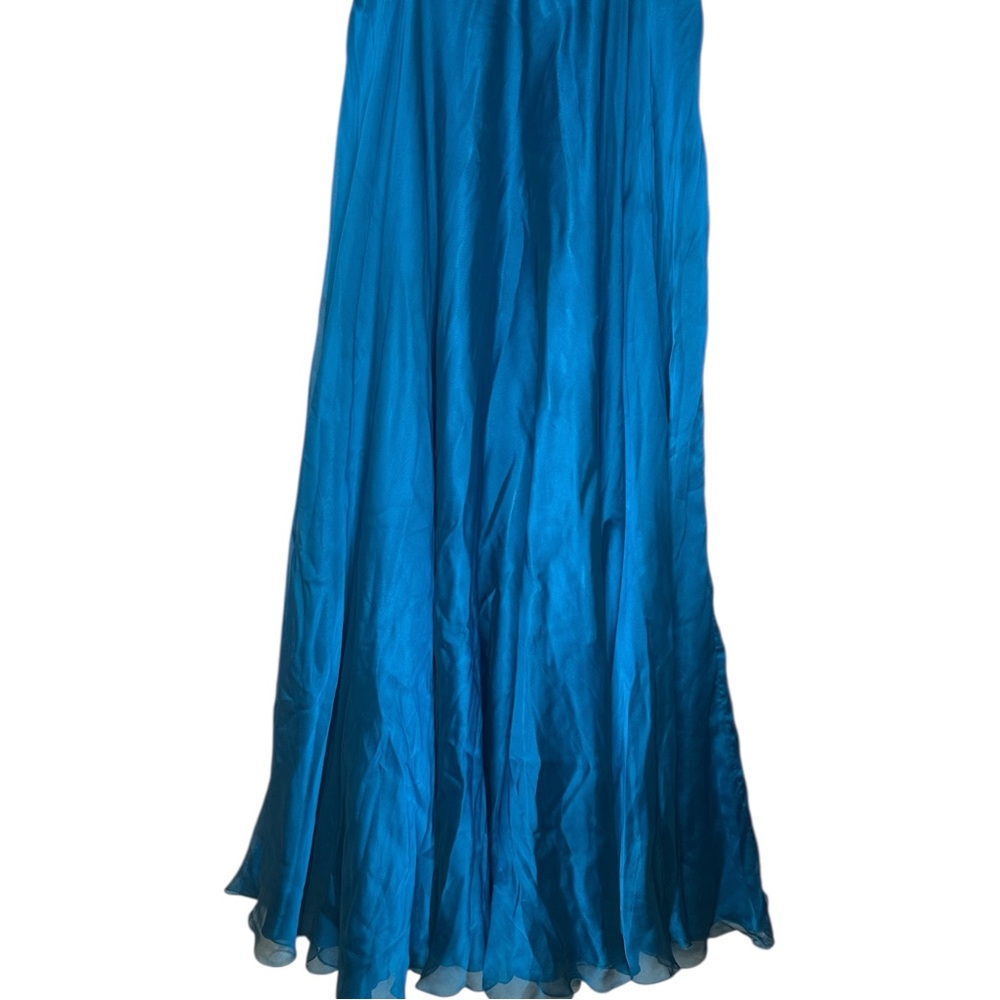 BICICI & COTY A Line Formal Dress Blue with Silver Floral Detail Size XL - Picture 4 of 16